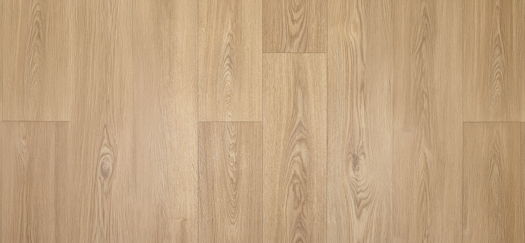 Wide-plank engineered oak flooring with natural character marks and a brushed surface