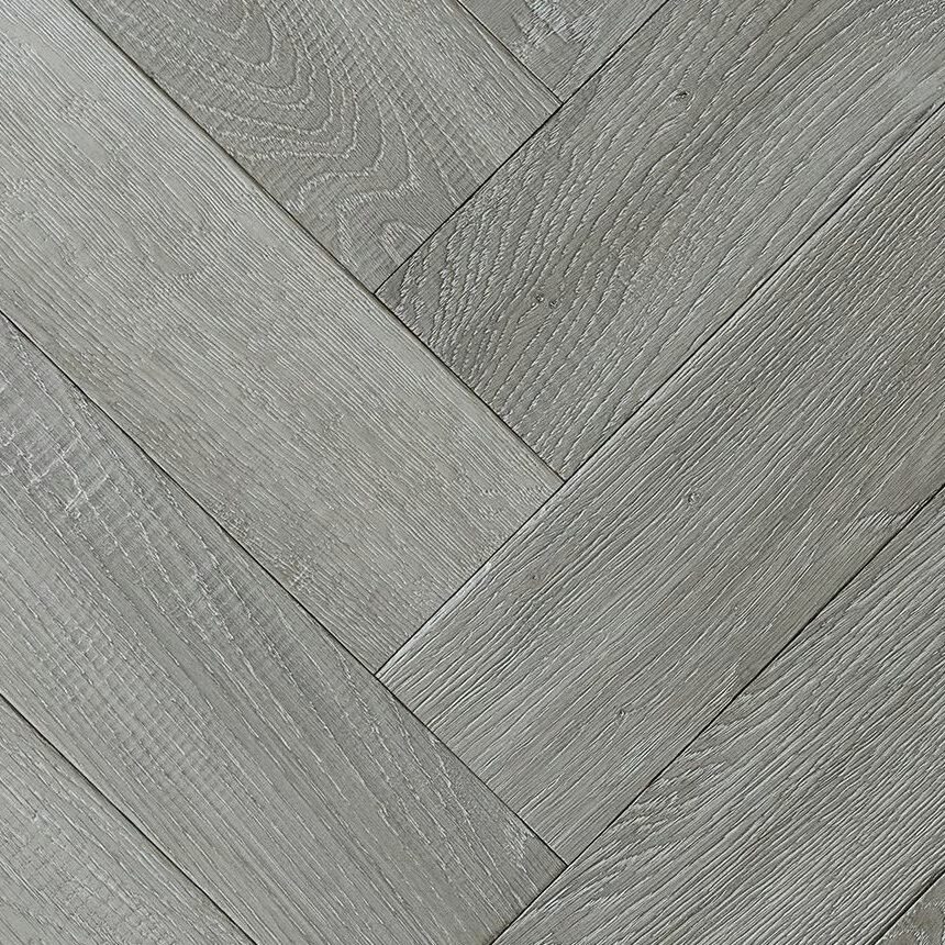 Grey-washed oak herringbone parquet