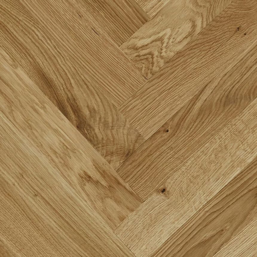 Natural oak herringbone parquet